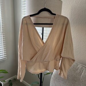 Long Sleeve Wrap Blouse
